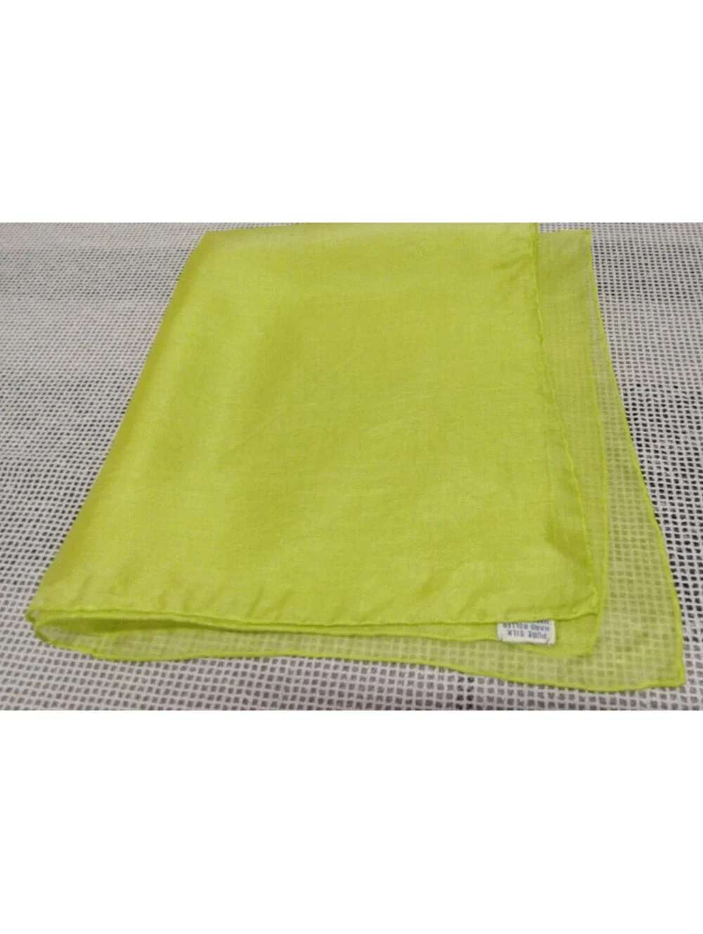 Vintage 1950s 40s PURE SILK HANDKERCHIEF SCARF Neon Chartreuse Vibrant Japan 50s